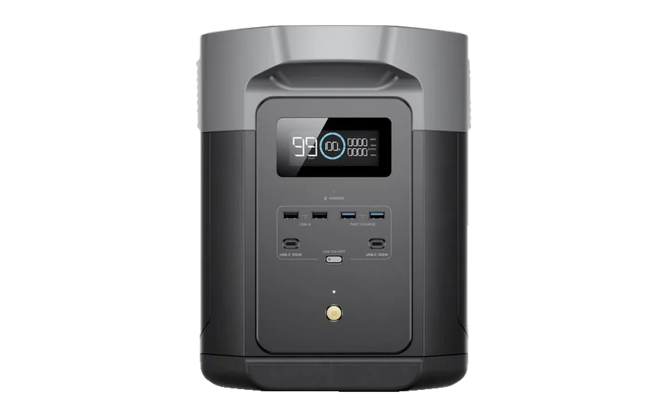 EcoFlow DELTA 2 Max, front view with its display and outlets